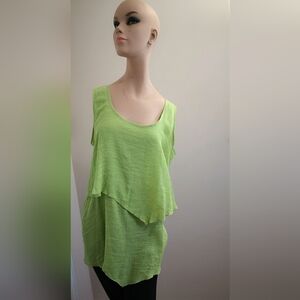 Red Coral Lime Green Layered Tank Top Medium